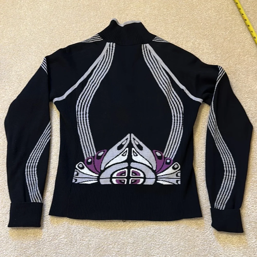 Athleta zip front black, gray, and purple sweater size M - Picture 12 of 14
